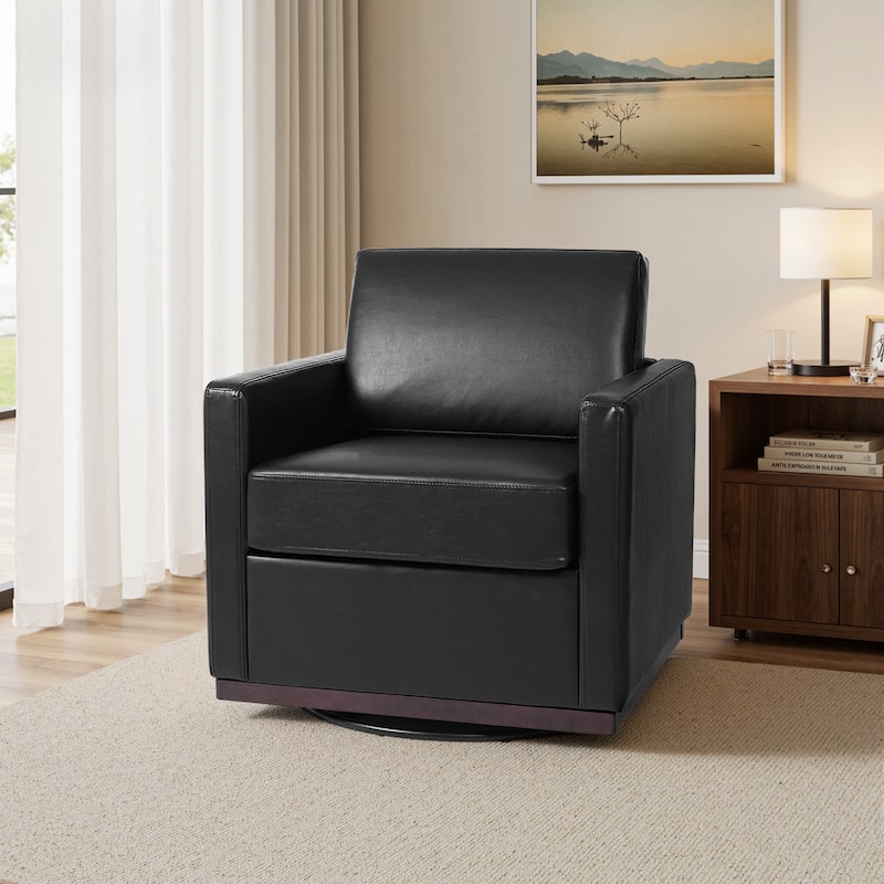 Modern Upholstered Swivel Armchair for Living Room - 1-Piece - Black