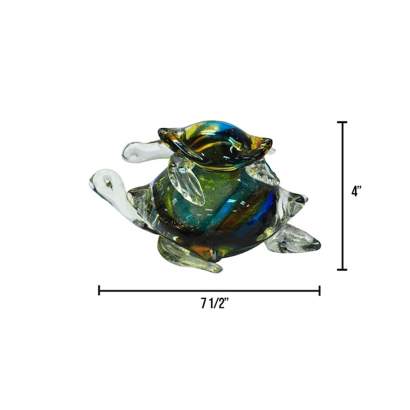 Colorful Sea Turtle Handcrafted Art Glass Figurine