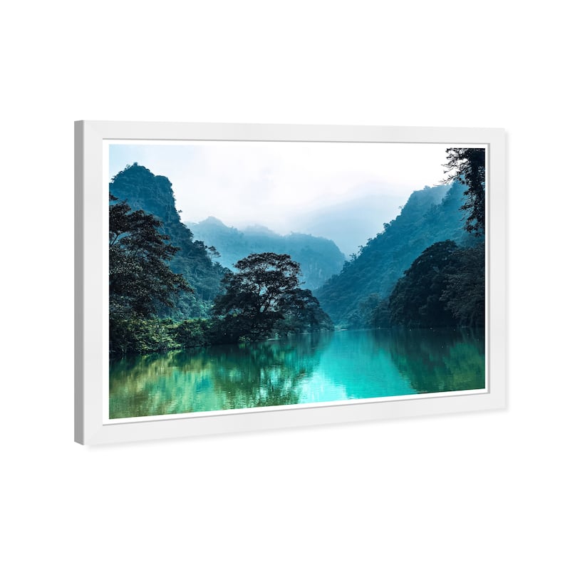 Wynwood Studio Prints Nature and Landscape Fresh River View Green and Turquoise Tropical Wall Art Canvas Print