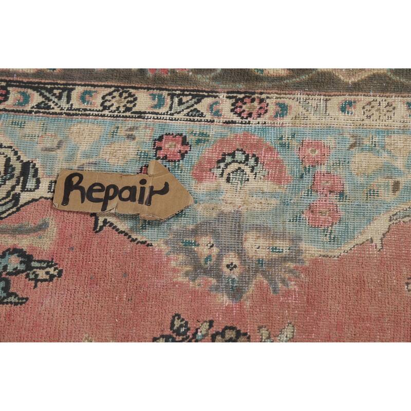 Pink Tabriz Persian Vintage Area Rug Hand-Knotted Wool Carpet - 6'6" x 10'4"