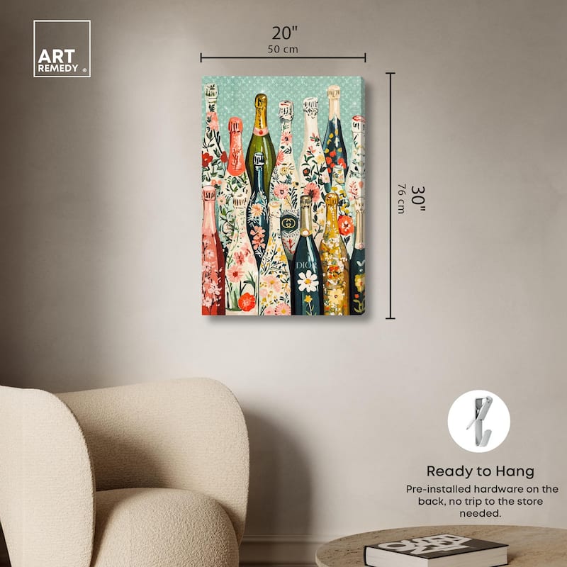 Floral Collection Bottles Canvas by Art Remedy, Gallery Wrapped