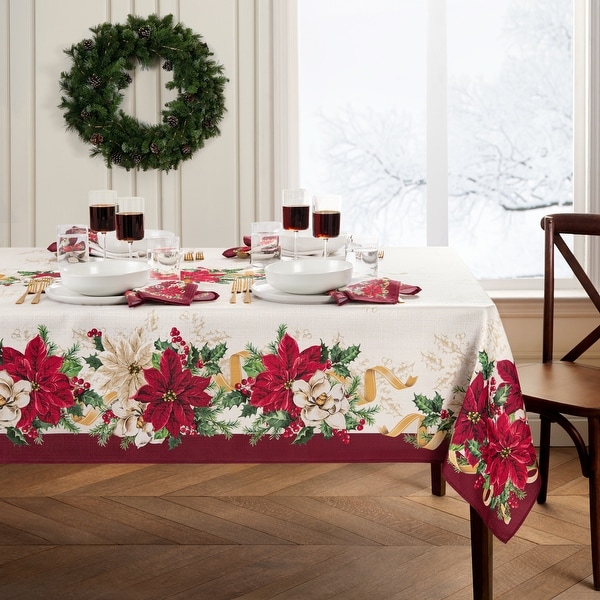 Poinsettia Garlands Engineered Tablecloth On Sale Bed Bath