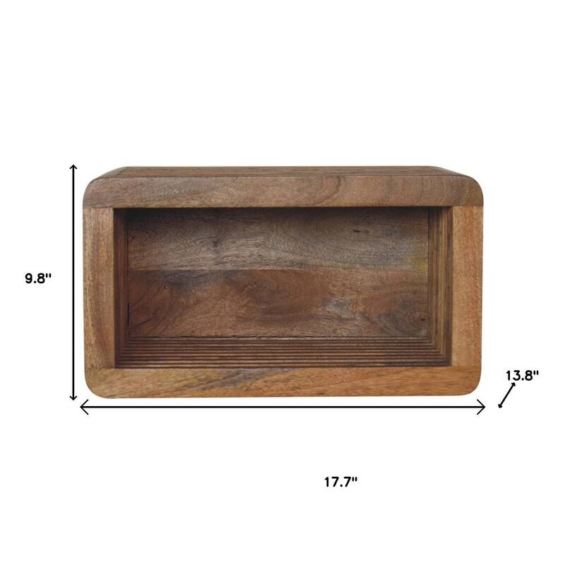 HomeRoots 18" Brown Solid Wood Carved Geometric Floating Nightstand