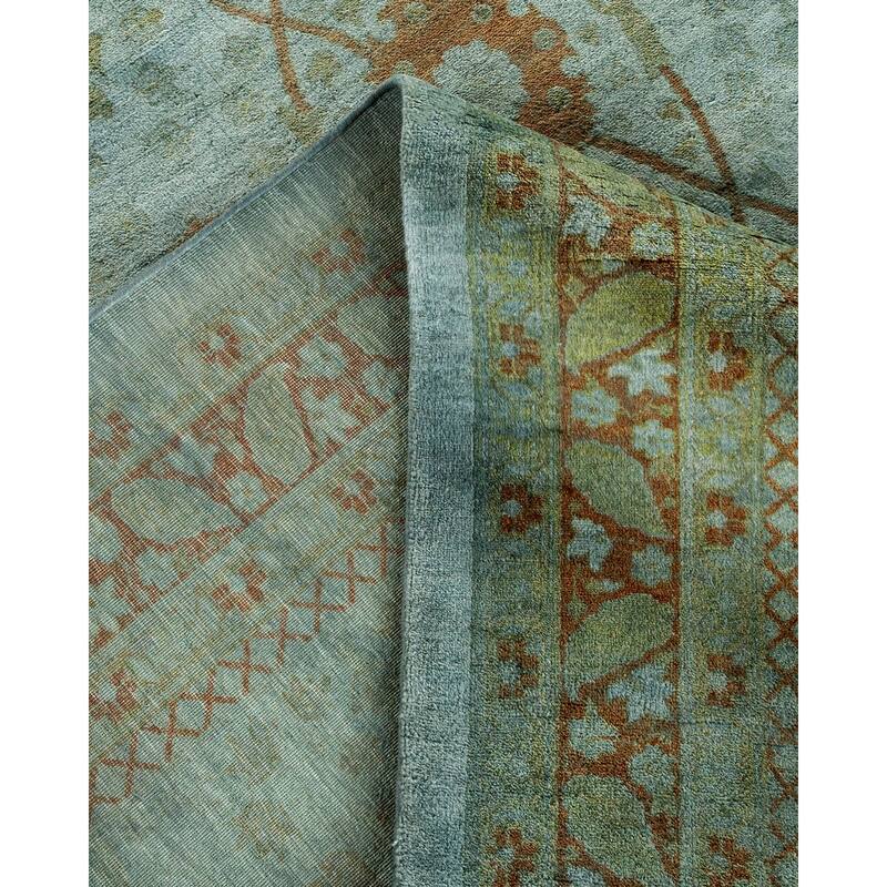 Overton Hand Knotted Wool Vintage Inspired Modern Contemporary Overdyed Gray Area Rug - 9' 4" x 12' 4"