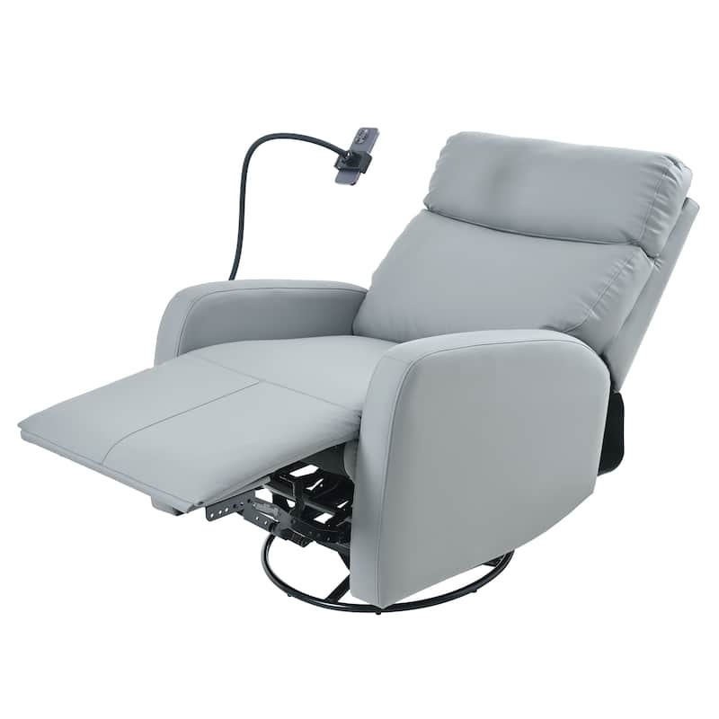 GDFStudio - PU Swivel Rocker Recliner with 360° Motion & Manual Control