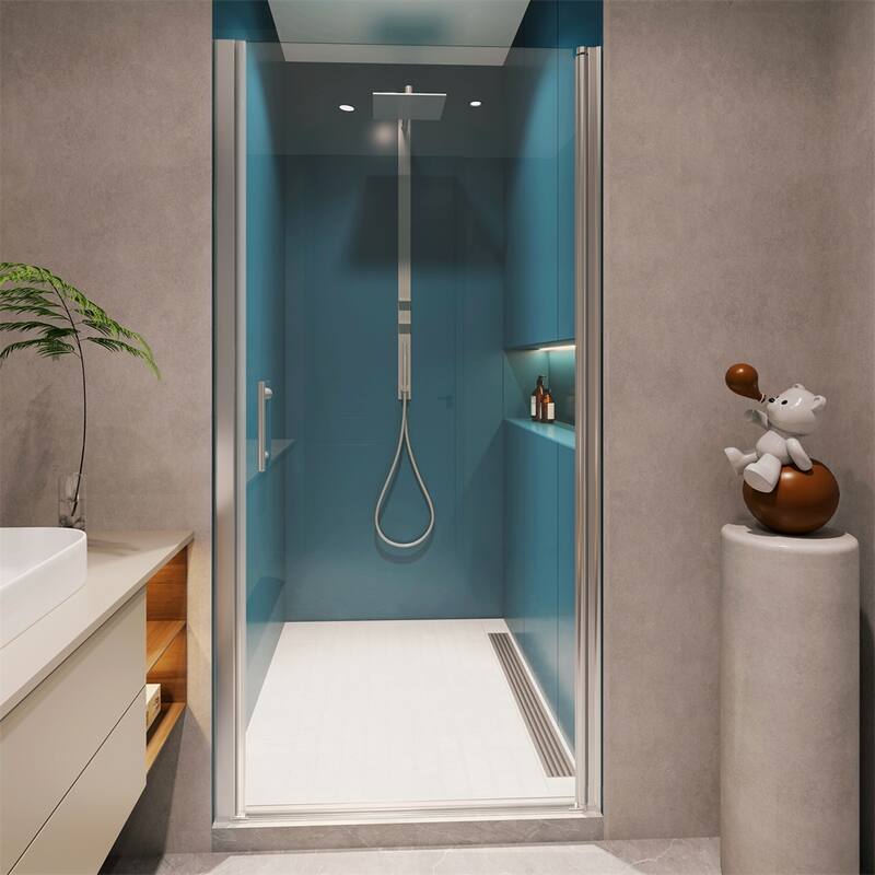 Adjustment Pivot Shower Door with 1/4" tempered glass,Open Outside