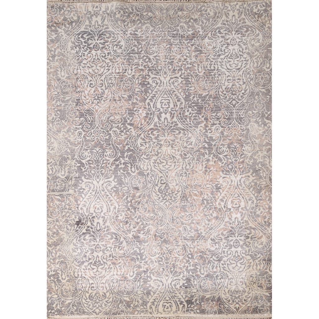 Striped Abstract Accent Rug Hand-Knotted Oriental Wool Carpet - 3'10"x 5'10"
