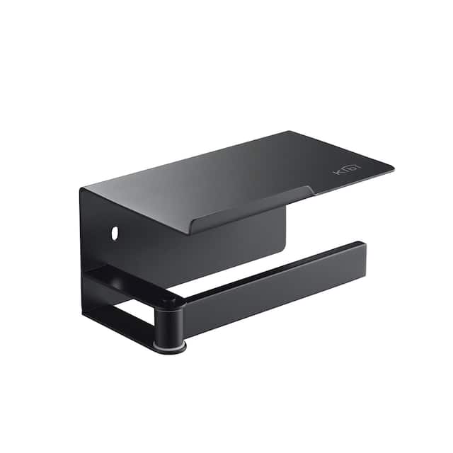 Bathroom Hardware Accessory Wall Mounted Toilet Paper Holder with Shelf - Matte Black