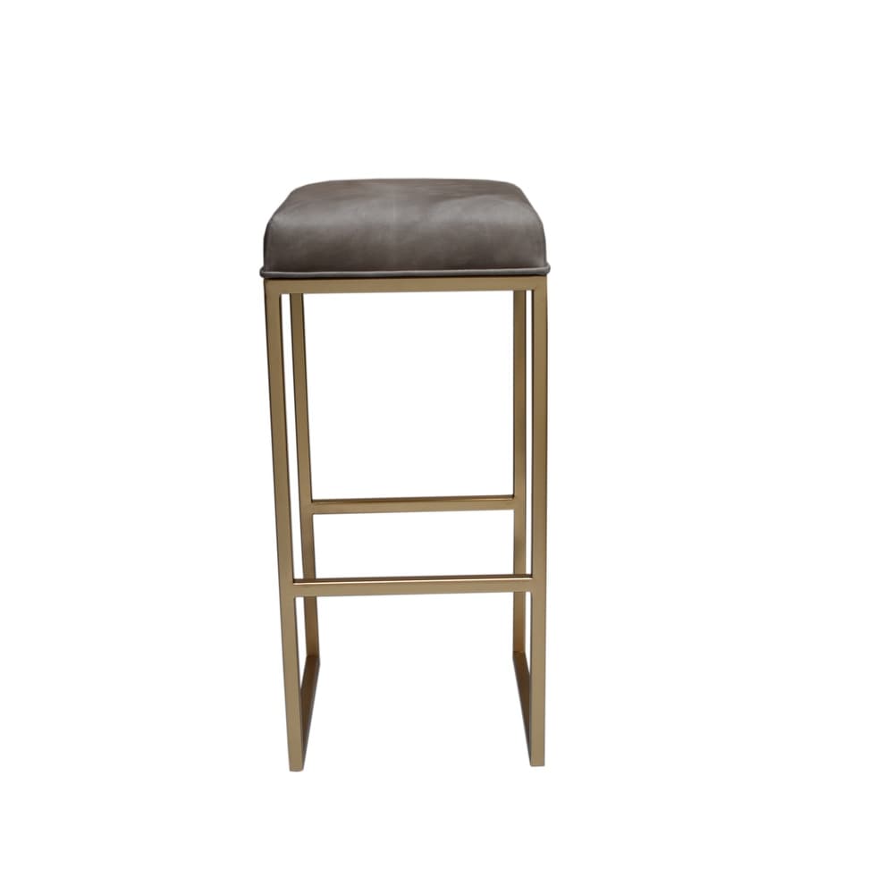 Horizon Interseasrome Leather Backless Barstool Grey Seat Gold Dailymail