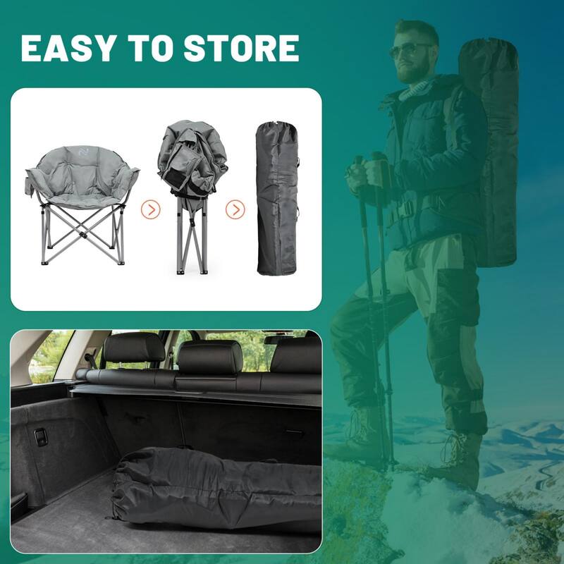 DoCred Oversized Camping Chair, Fully Padded Folding Moon Chair