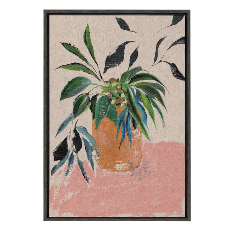 Kate and Laurel Sylvie Foliage lI Neutral Linen by Nikita Jariwala