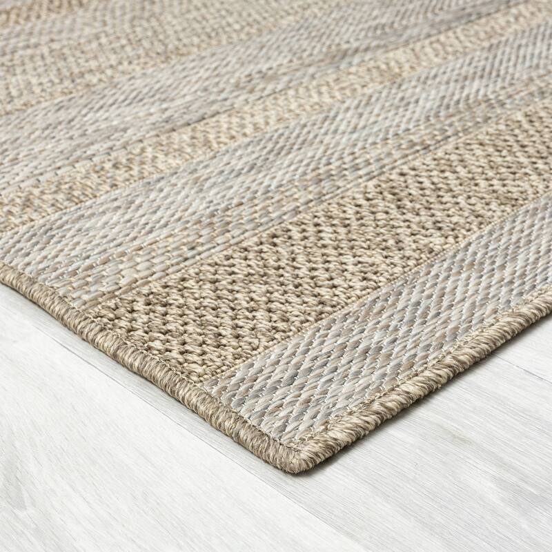 Sevita Octavia Transitional Striped Brown Indoor/Outdoor Area Rug