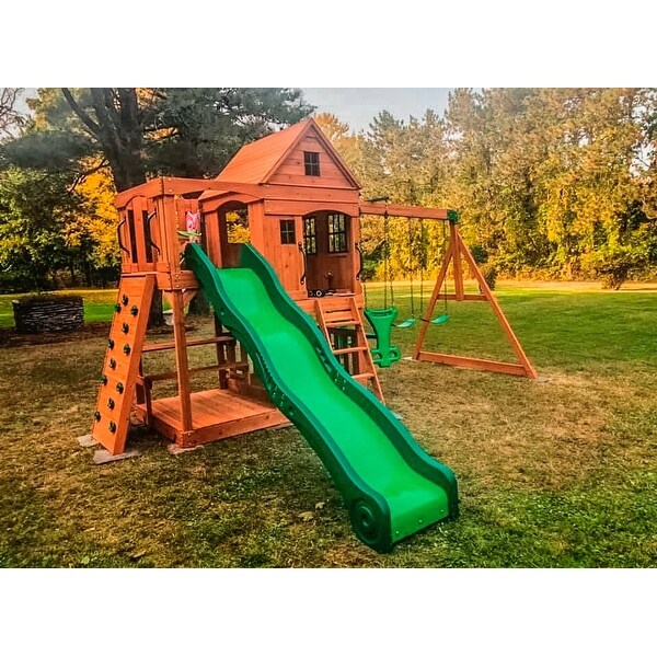 Backyard discovery pacific view all hot sale cedar wood playset swing set