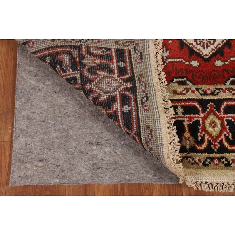 Ivory Geometric Heriz Serapi Indian Rug Hand-Knotted Wool Carpet - 3'11" X 5'10"
