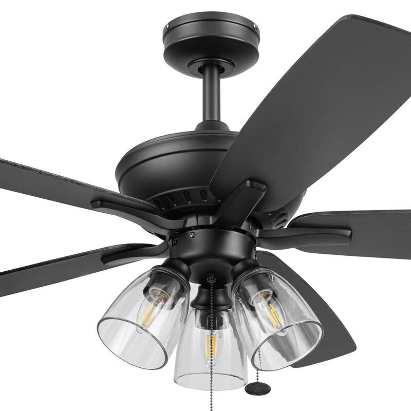 Prominence Home 52" Glenmont Indoor Matte Black Ceiling Fan with Light & Pull Chain - 52 Inches