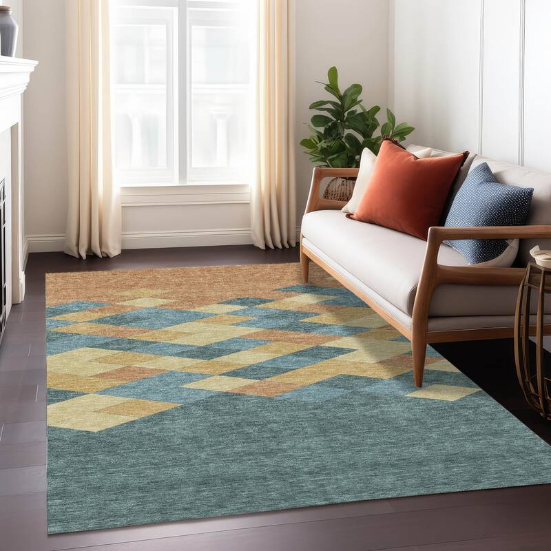 Machine Washable Indoor/ Outdoor Modern Avo Chantille Rug