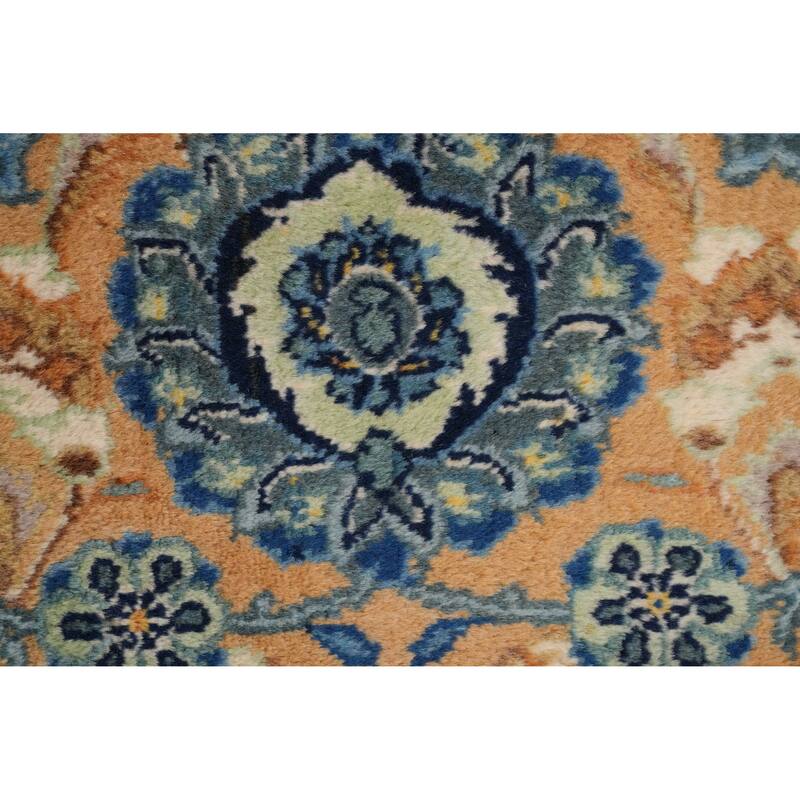 Hand Knotted Oriental 100% Kork Wool Carpet Traditional All-Over Peach Kashan Area Rug - 12' 0'' X 8' 7''