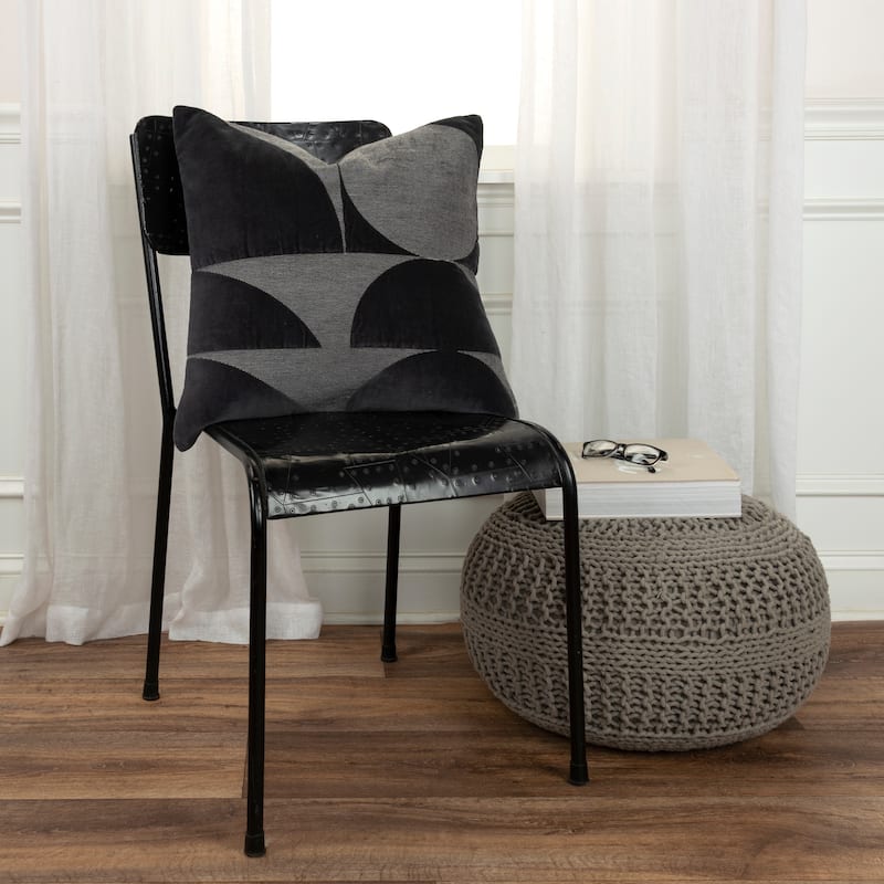 Rizzy Home Cotton Velvet Contemporary Shape Throw Pillow
