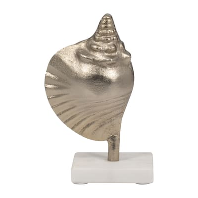 Sagebrook Home Coastal Graceful Shell Figurine, Shimmering Champagne