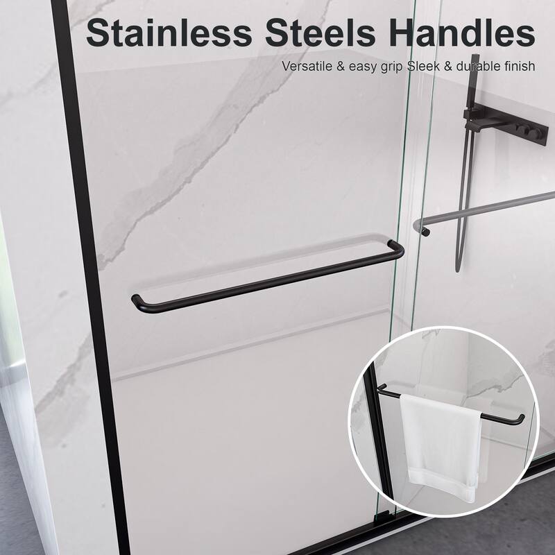 Semi-Frameless SGCC Tempered Glass Double Sliding Shower Door with 1/4" Thick