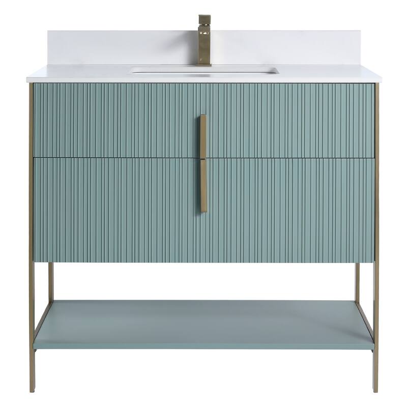 Fine Fixtures Serenity Modern Bathroom Vanity with White Stone Top