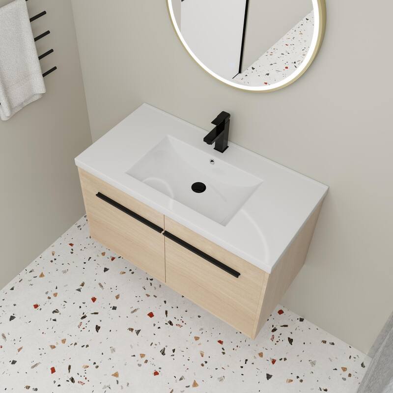 Beingnext 16''/20''/24"/30"/36" Bathroom Vanity with Sink, Floating Bathroom Vanity with Soft Close Door