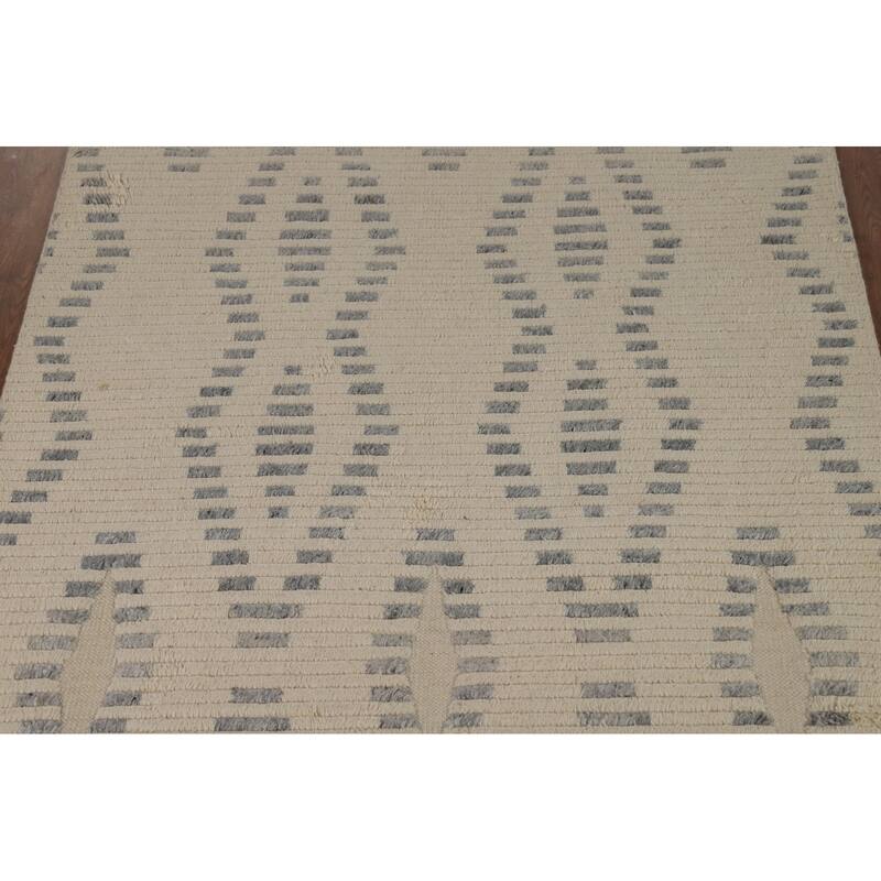 Striped Moroccan Indian Area Rug Handmade Wool Carpet - 5'1" x 8'1"