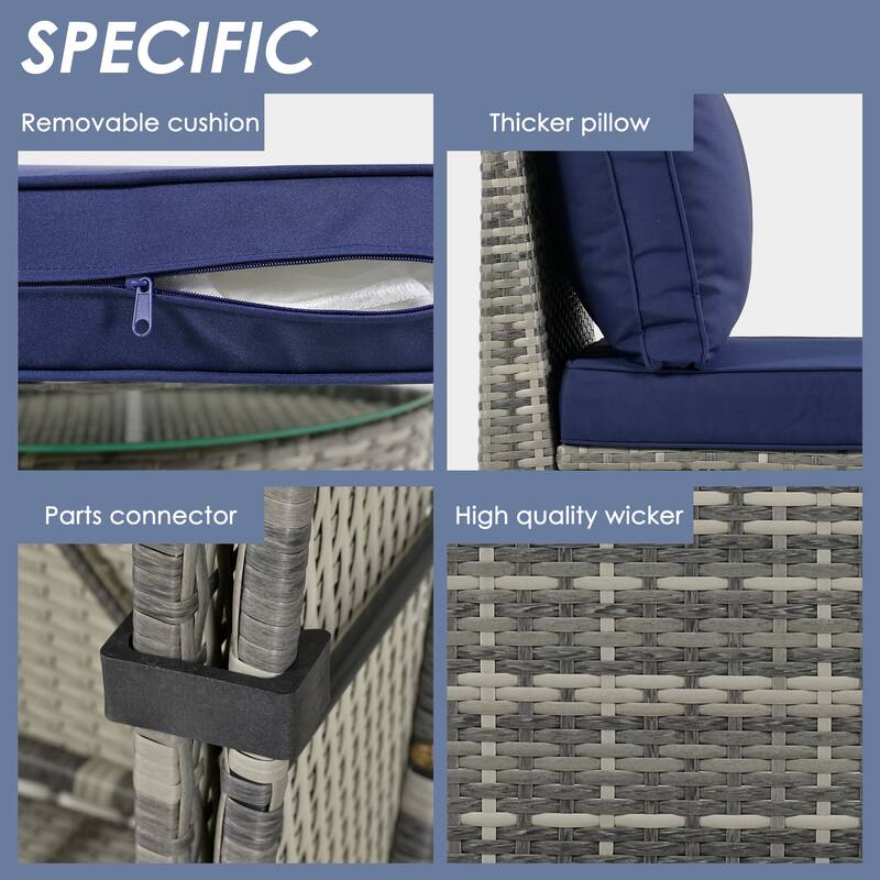 Modern 9-Piece Outdoor Round Sofa Set with Pillows and Cushions, Ideal for Patio, Courtyard, and Pool