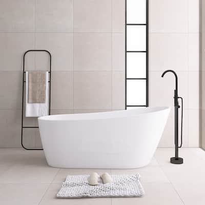 55"/59"/63"/67" Acrylic Freestanding Soaking Bathtub with Drain