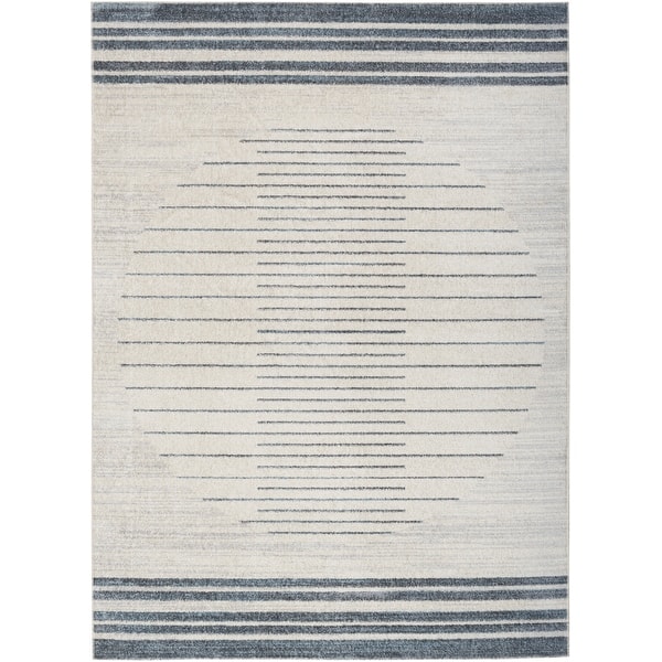 slide 2 of 16, Nourison Astra Machine Washable Striated Area Rug 5' 3" x 7' - Blue/Ivory - Rectangle