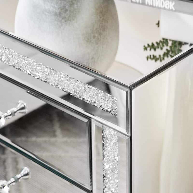 21.5 inch X15.8 inchX26.8 inch Silver Mirror Three Drawer Cabinet,Multi Functional Storage Cabinet