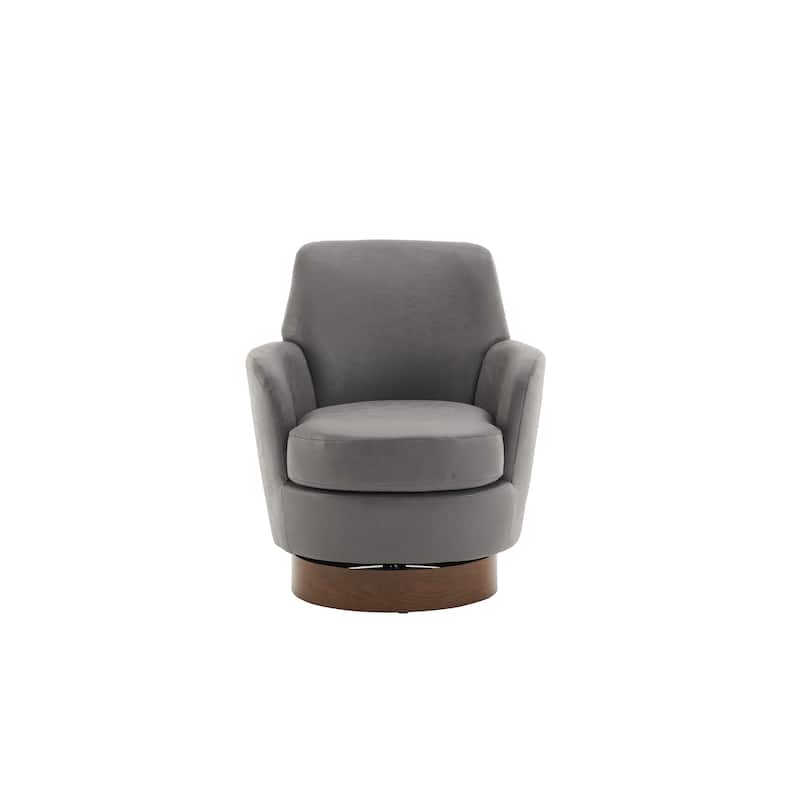 Grey 29.3" Upholstered Swivel Barrel Chair