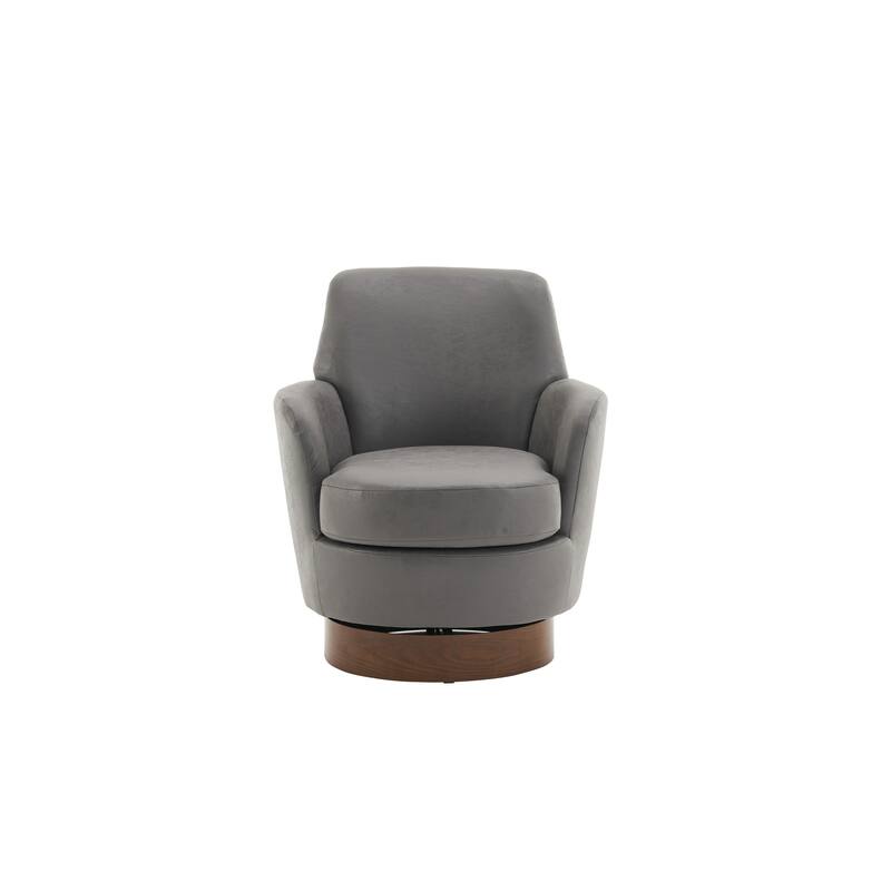 PU Leather Upholstered Swivel Barrel Chair, Ergonomic Single Sofa Chair, Lounge Reading Chair with Stainless Steel Base