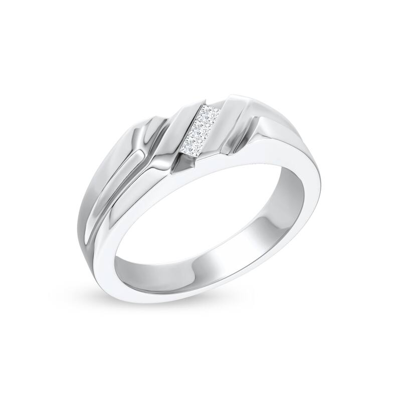 IGI Certified 1/6ct TDW Diamond Wedding Band in 14K White Gold for Men