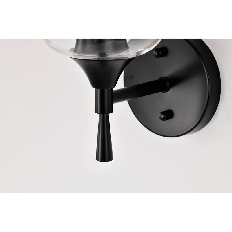 Matte Black 1-Light Indoor Wall Sconce with Clear Glass Shade
