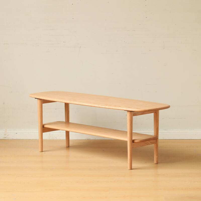 Christopher Knight Home - Hudson Solid Oak Coffee Table with Storage Shelf for Living Room & Home Office