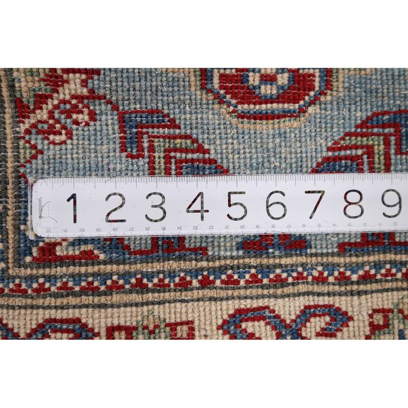 Light Blue Kazak Oriental Runner Rug Handmade Wool Carpet - 2'1" x 5'10"