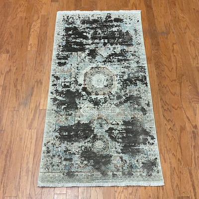 HERAT ORIENTAL Turkish Modern Erased Design Wool & Silk Rug - 2'7" x 4'11"