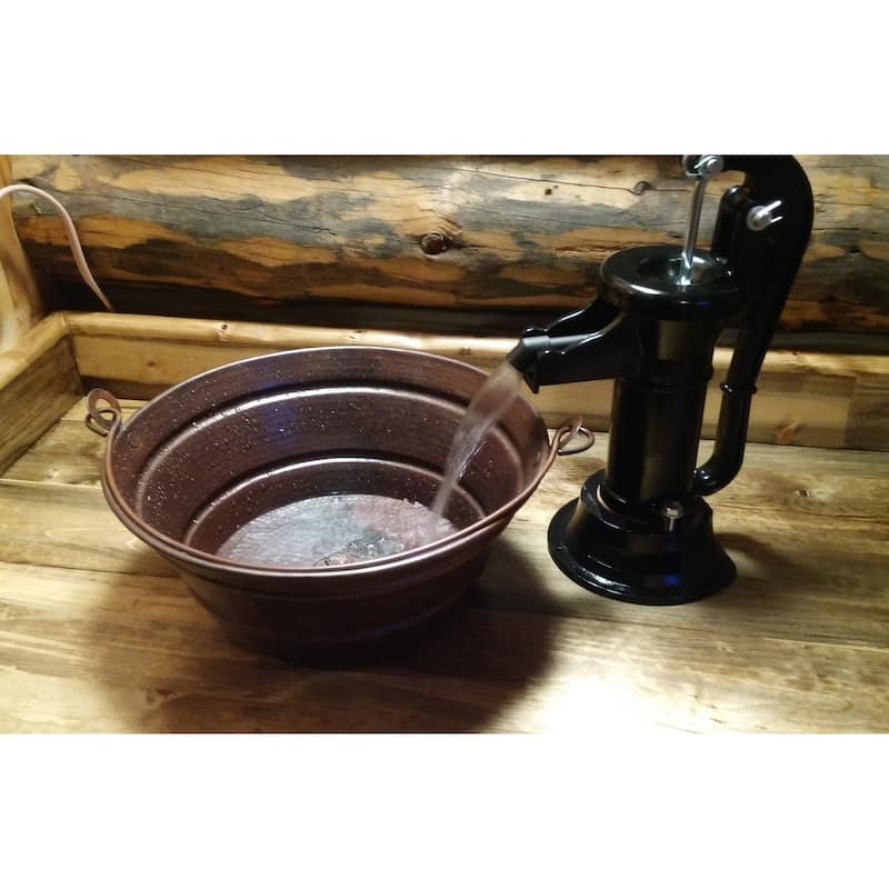 15" Round Copper BUCKET / PAIL Vessel Bathroom Sink with Handle - 15" X 15" X 6"