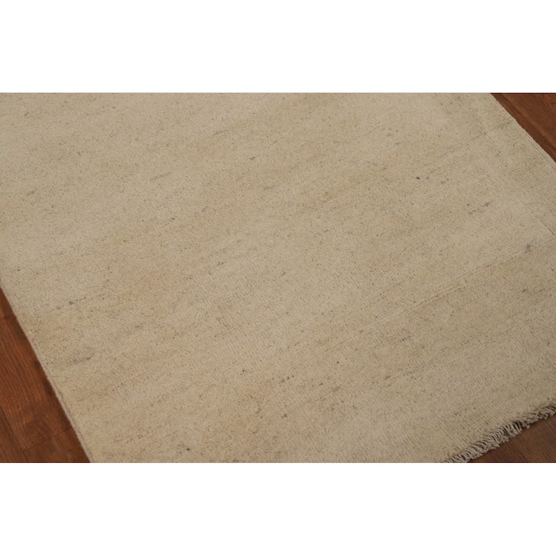 Beige Gabbeh Oriental Runner Rug Handmade Wool Carpet - 3'0"x 14'4"