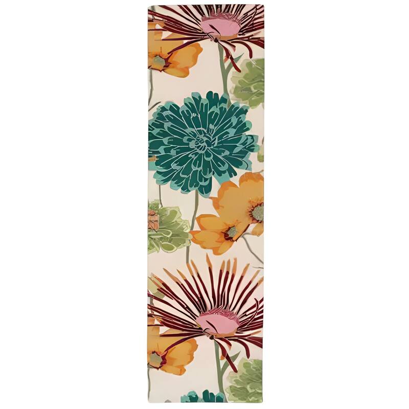 Getuh Abstract Floral Traditional Stain Resistant Area Rug By HomeRoots - 96' X '27' X '0.5