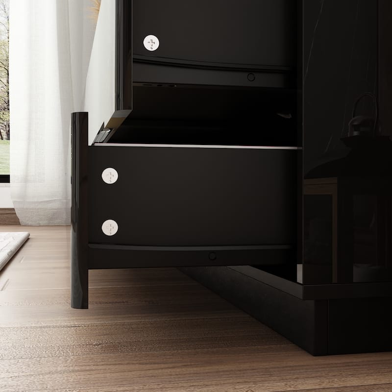 8 Drawer Double Dresser Dressers with High Gloss Drawers With Light