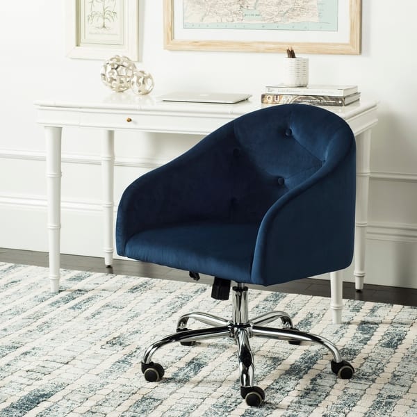 slide 2 of 6, SAFAVIEH Amy Tufted Chrome Leg Swivel Adjustable Office Chair - 24" x 22" x 31.9"