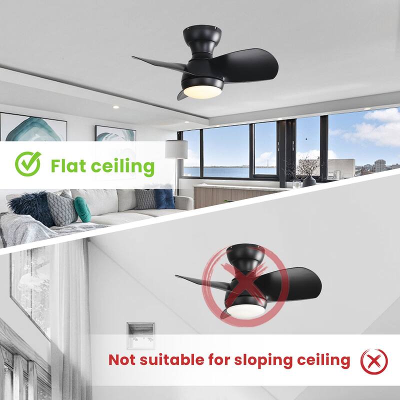 22"/23"/29" Flush Mount Ceiling Fan with Light and Remote Control for Small Room,Patio,Kitchen,Bedroom