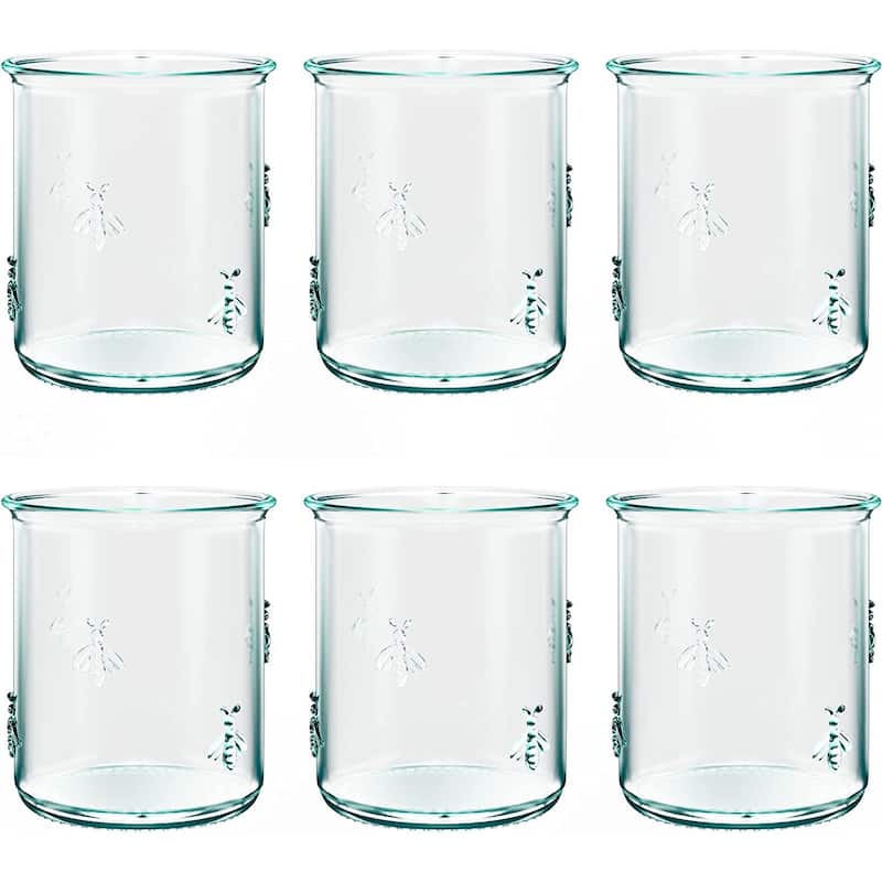 Amici Home Set of 6 Italian Recycled Green Regina DOF Glasses - 12 Oz - 12 Oz