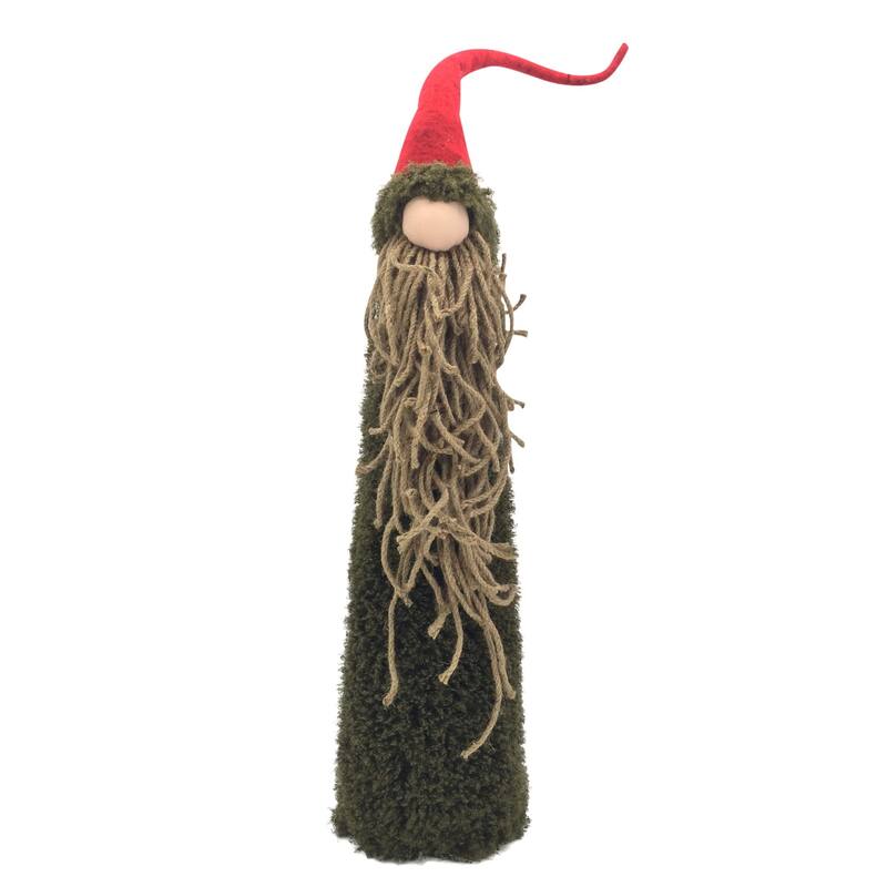 Pillar Gnome Christmas Tabletop Figurine - 43.25"- Green and Brown