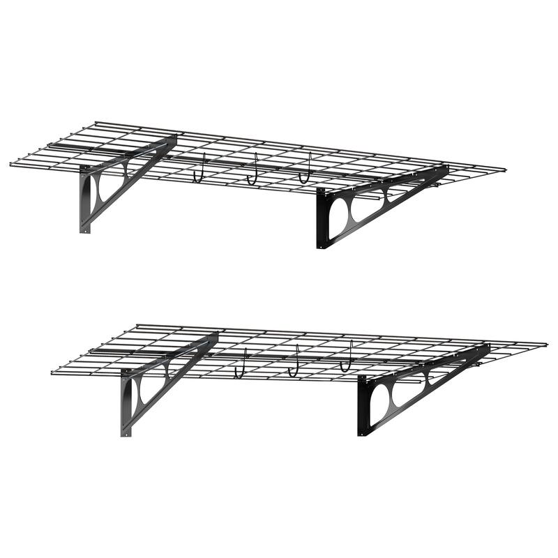 Heavy Duty Shelves Wall 2-Pack - Storage Garage Organization - Garage Shelving with 154lb Capacity for 4 Cycles by Rad Sportz - Rack - Black