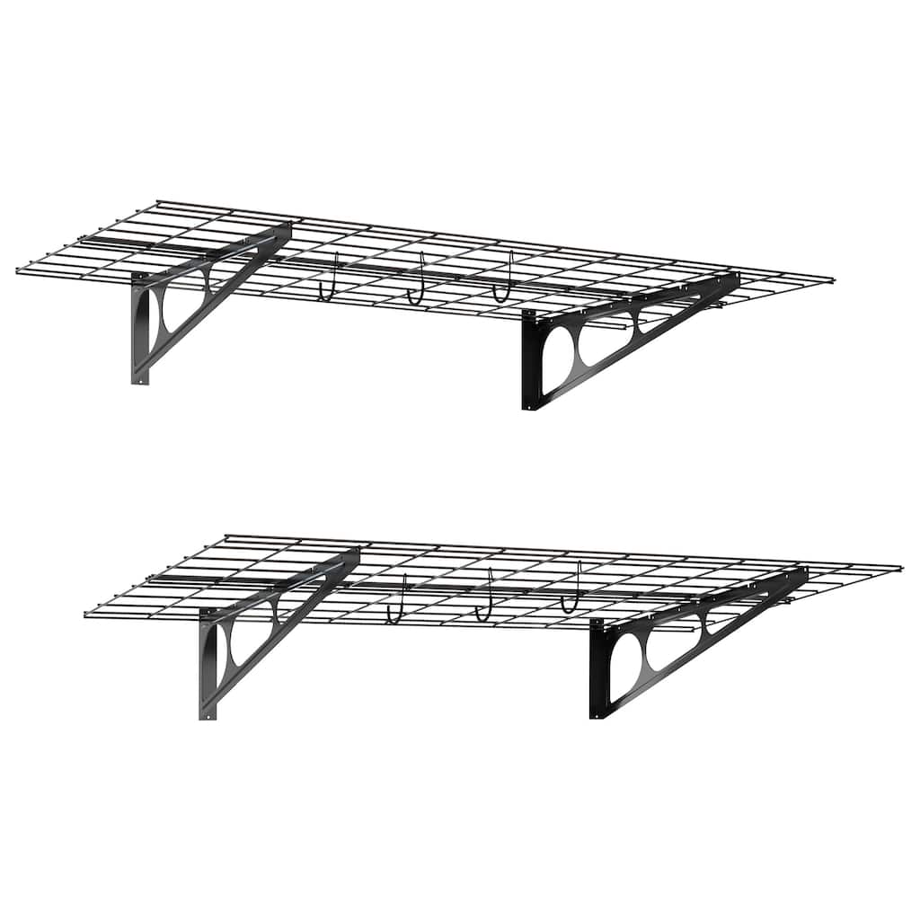 Heavy Duty Shelves Wall 2-Pack - Storage Garage Organization - Garage Shelving with 154lb Capacity for 4 Cycles by Rad Sportz