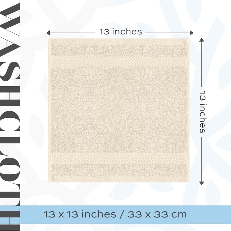 White Classic Luxury Cotton Washcloth 13x13 - Set of 12