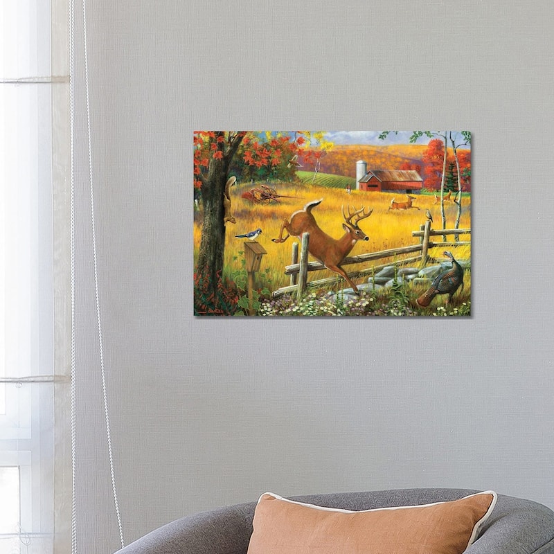 iCanvas "Deer Jumping Fence" by J. Charles Canvas Print - 18x26x1.5